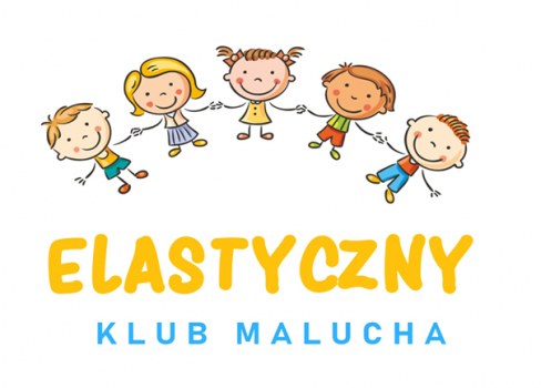 Dzieci z napisem elastyczny klub malucha